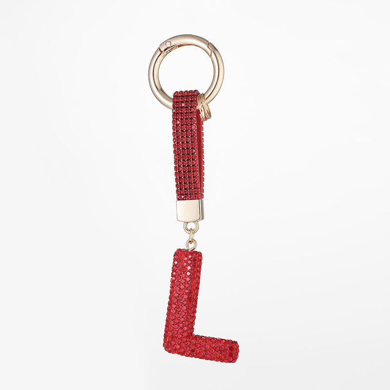 Wholesale Pottery Clay Water Diamond Alloy Dot Diamond Letter Keychain